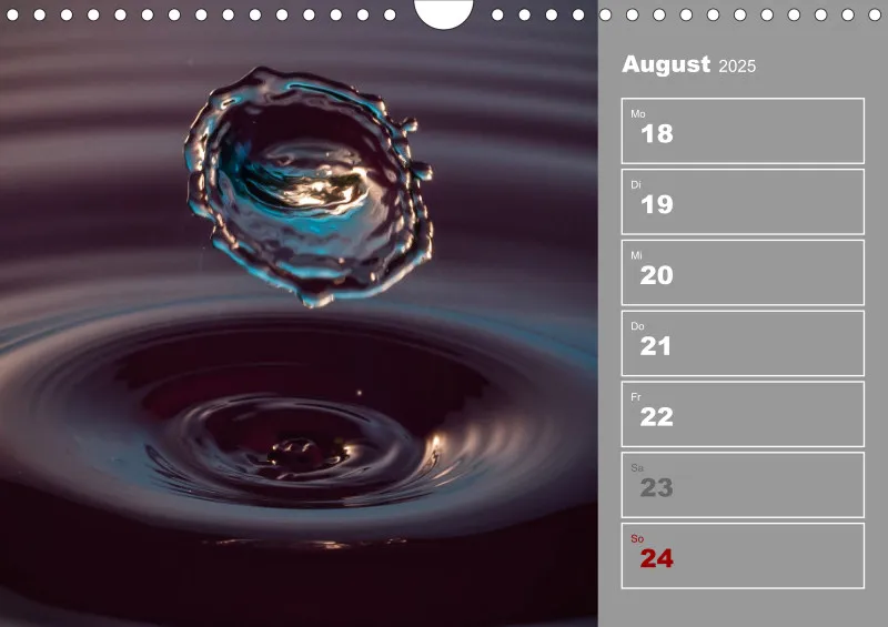 Wassertropfen Wochenkalender