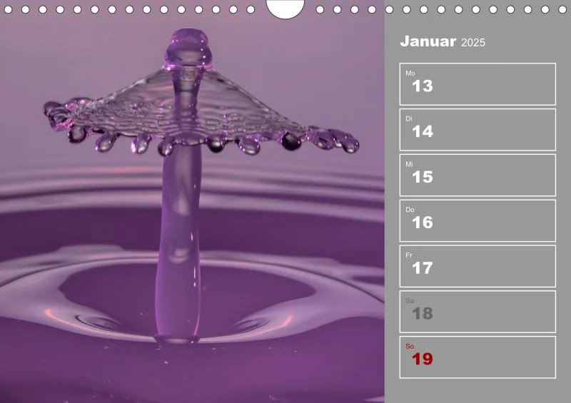 Wassertropfen Wochenkalender