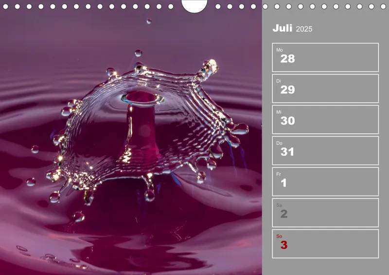 Wassertropfen Wochenkalender