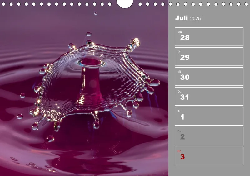 Wassertropfen Wochenkalender