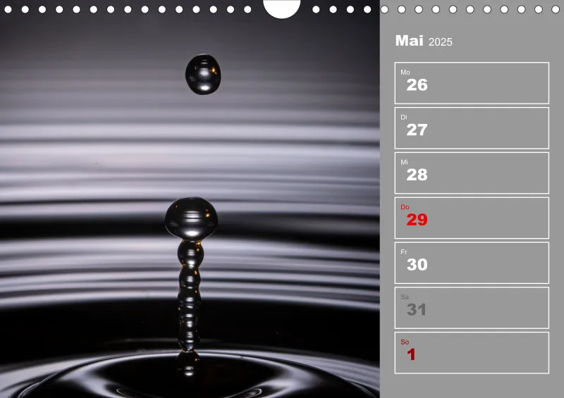 Wassertropfen Wochenkalender