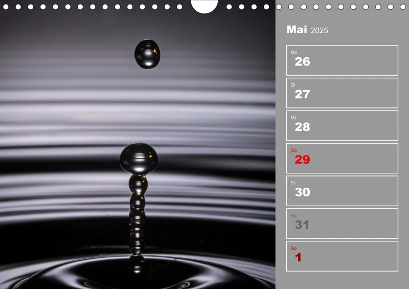 Wassertropfen Wochenkalender