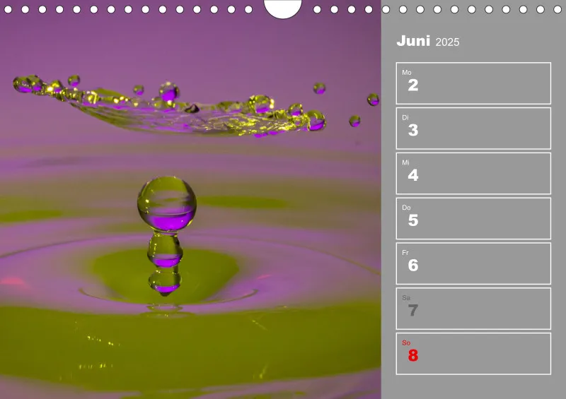 Wassertropfen Wochenkalender