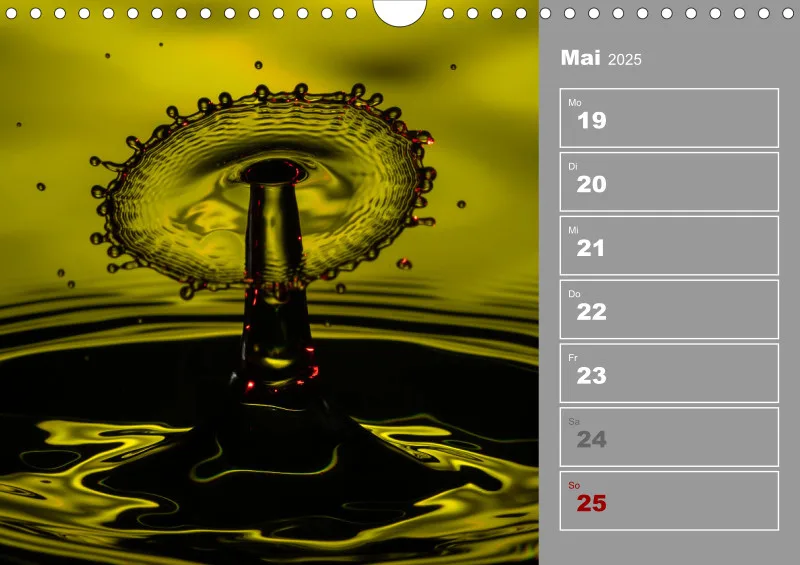 Wassertropfen Wochenkalender