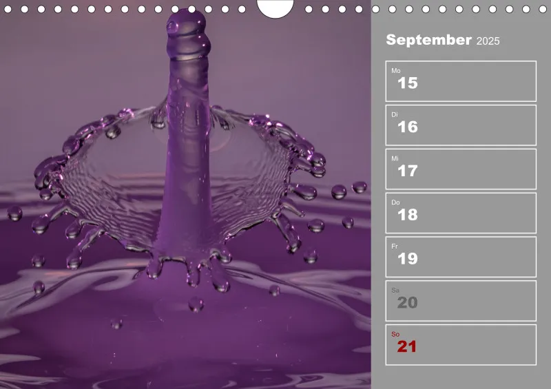 Wassertropfen Wochenkalender
