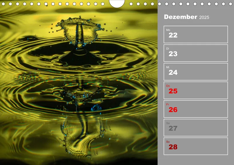 Wassertropfen Wochenkalender