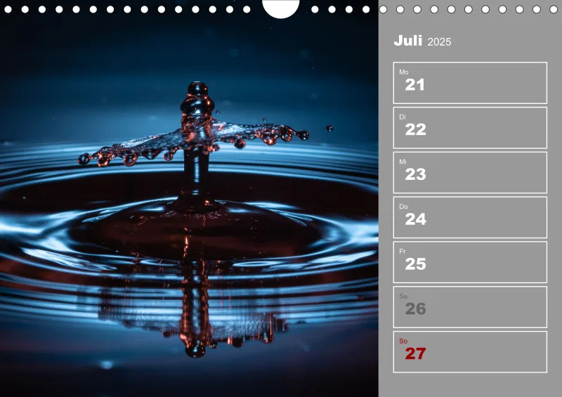 Wassertropfen Wochenkalender