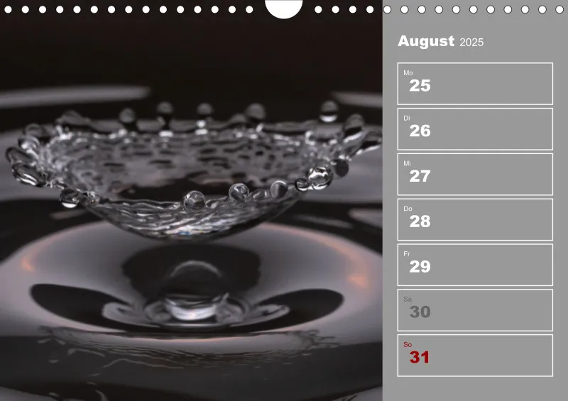 Wassertropfen Wochenkalender