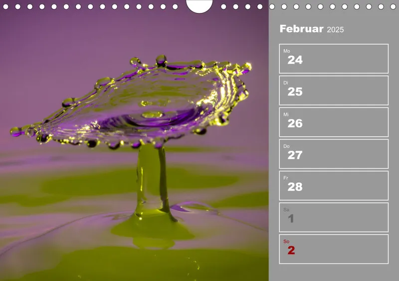 Wassertropfen Wochenkalender