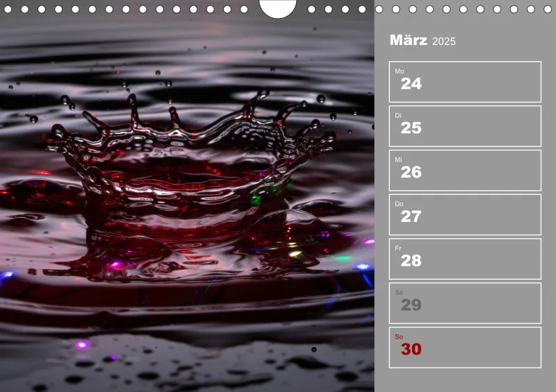 Wassertropfen Wochenkalender