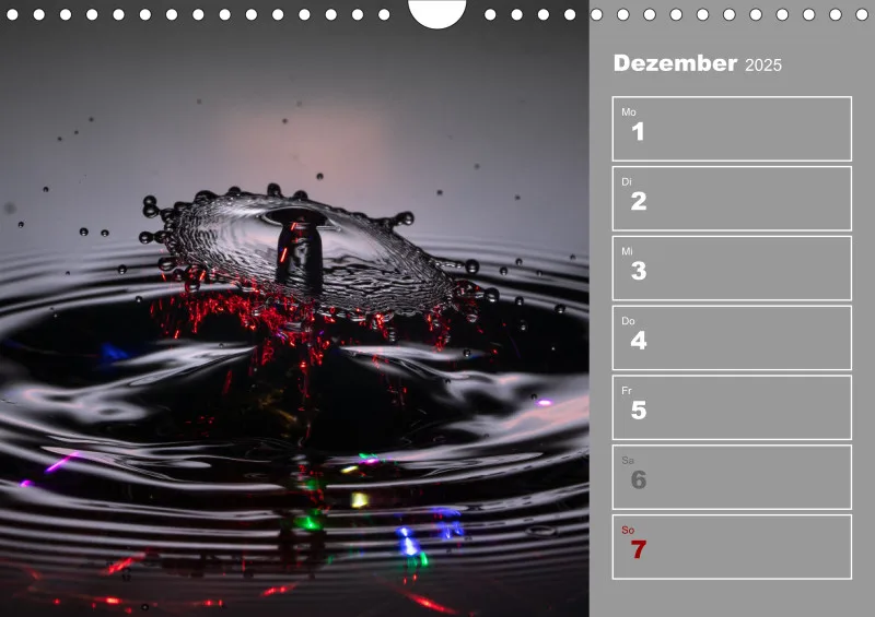 Wassertropfen Wochenkalender