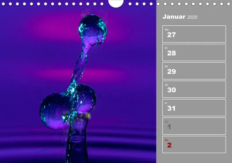 Wassertropfen Wochenkalender