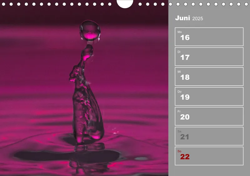 Wassertropfen Wochenkalender