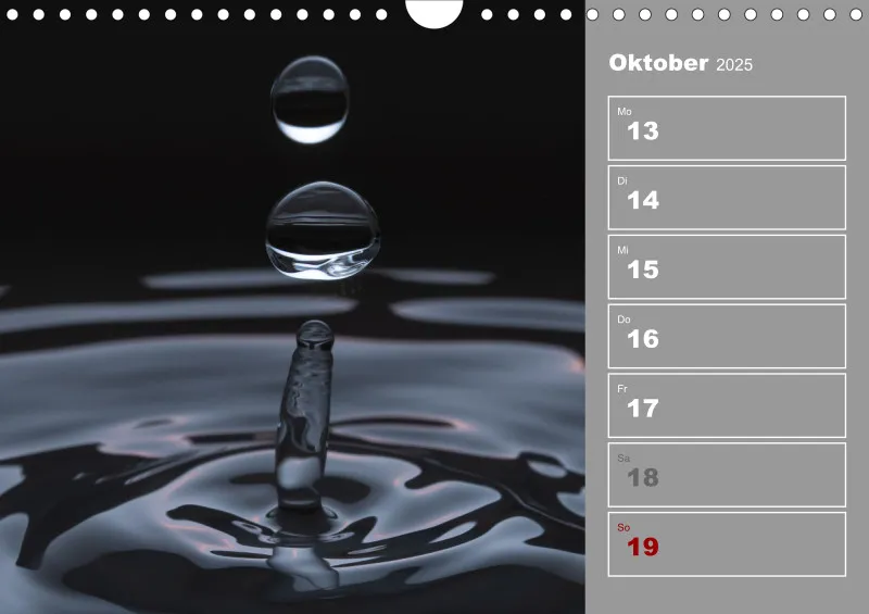 Wassertropfen Wochenkalender