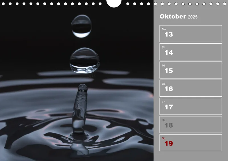 Wassertropfen Wochenkalender