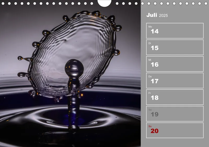 Wassertropfen Wochenkalender