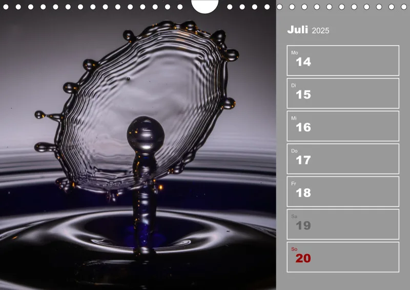Wassertropfen Wochenkalender
