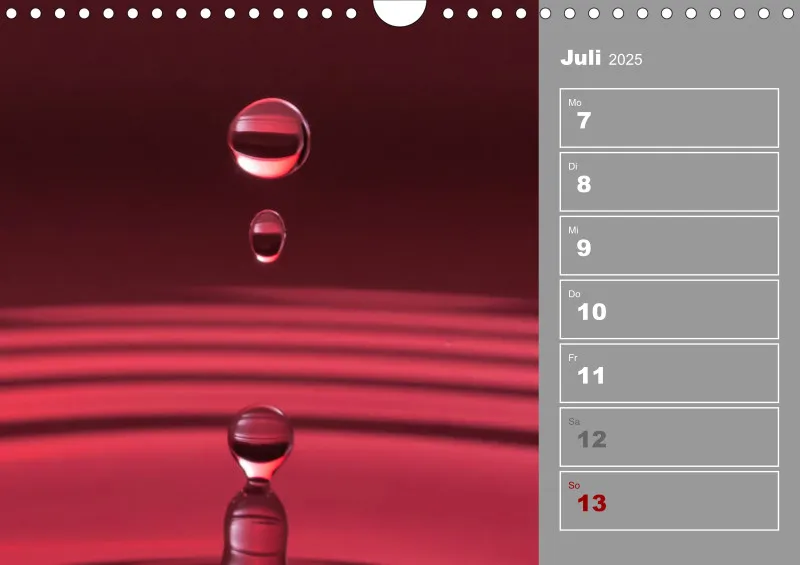 Wassertropfen Wochenkalender