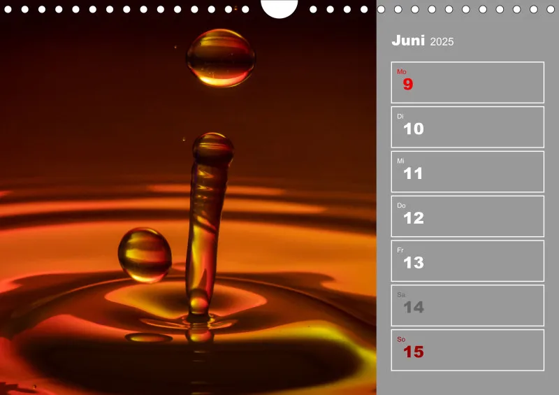 Wassertropfen Wochenkalender
