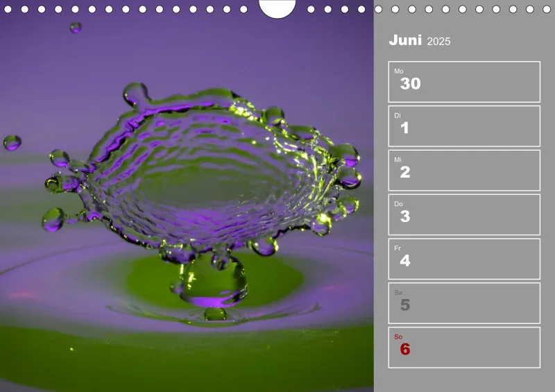 Wassertropfen Wochenkalender