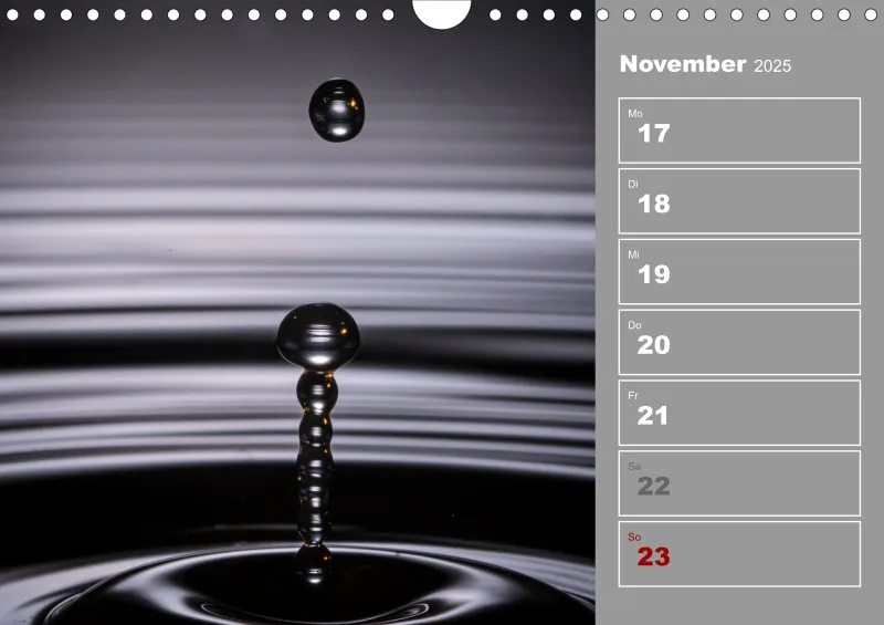 Wassertropfen Wochenkalender