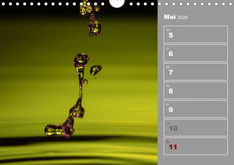 Wassertropfen Wochenkalender