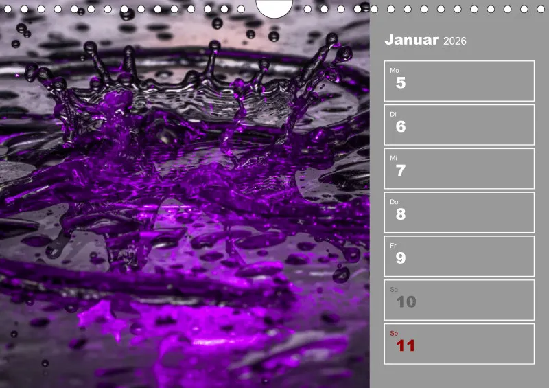 Wassertropfen Wochenkalender
