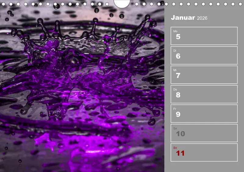 Wassertropfen Wochenkalender