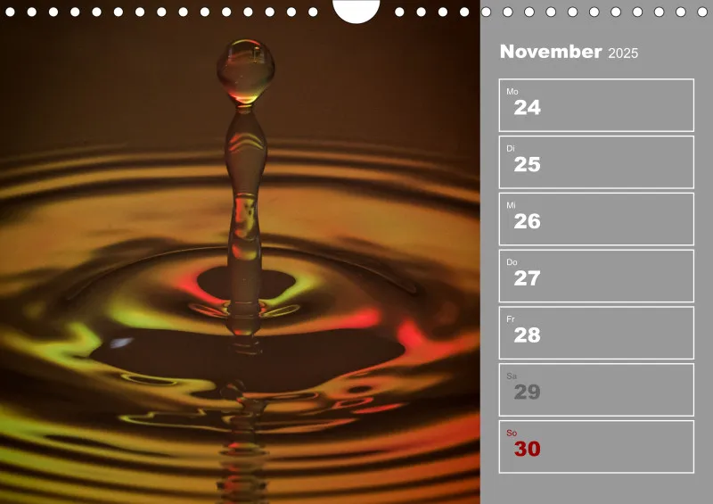 Wassertropfen Wochenkalender