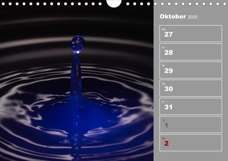 Wassertropfen Wochenkalender