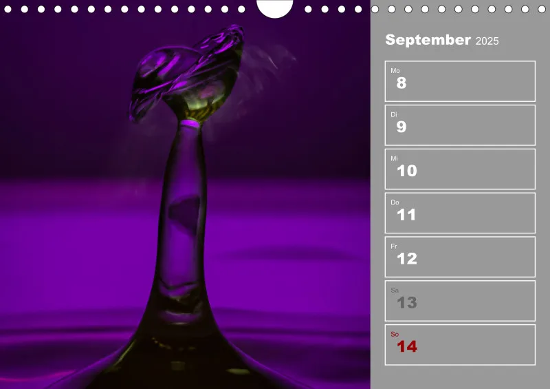 Wassertropfen Wochenkalender
