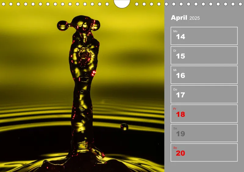 Wassertropfen Wochenkalender