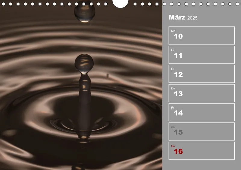 Wassertropfen Wochenkalender