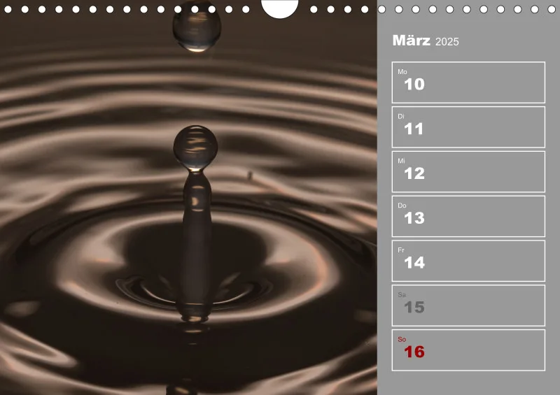 Wassertropfen Wochenkalender