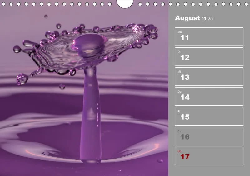 Wassertropfen Wochenkalender