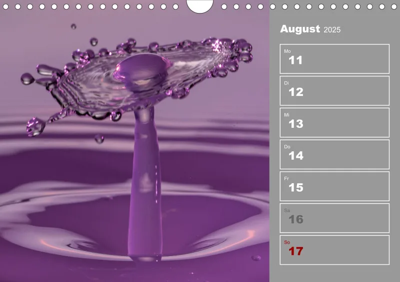 Wassertropfen Wochenkalender