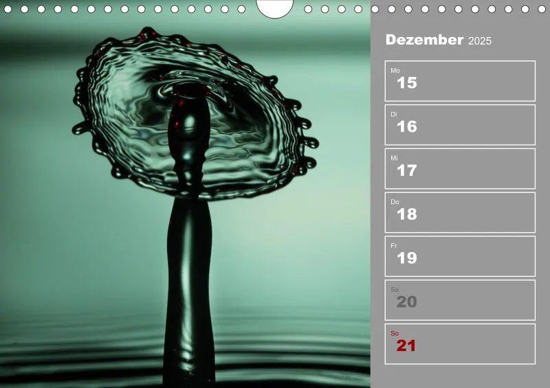 Wassertropfen Wochenkalender