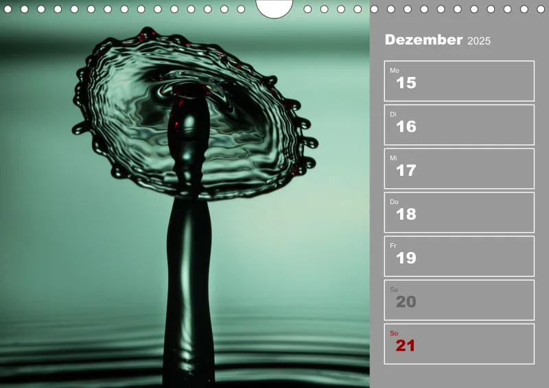 Wassertropfen Wochenkalender