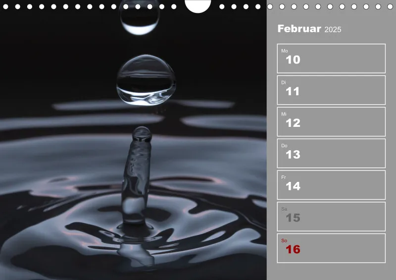 Wassertropfen Wochenkalender