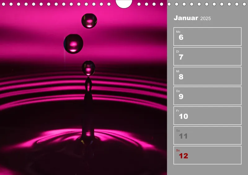 Wassertropfen Wochenkalender