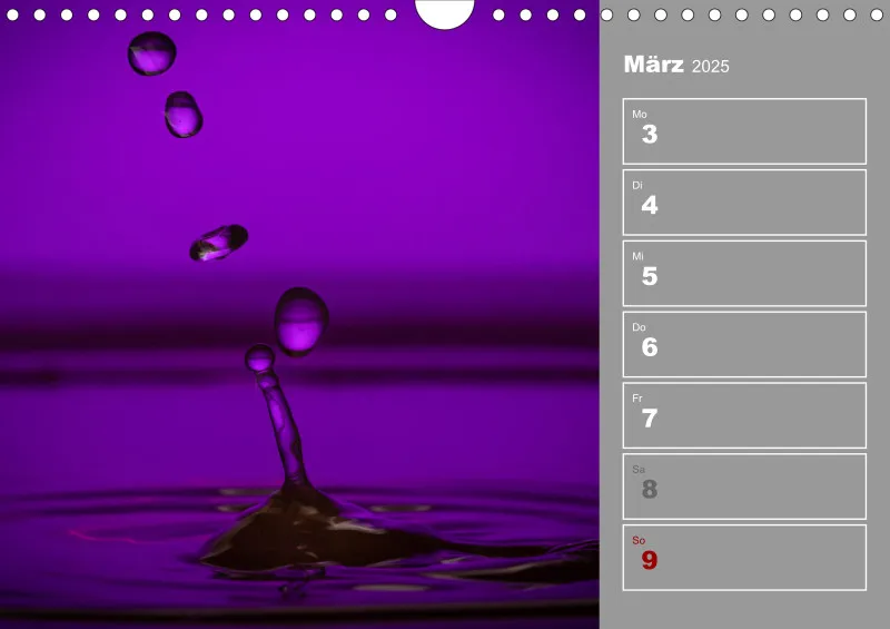 Wassertropfen Wochenkalender