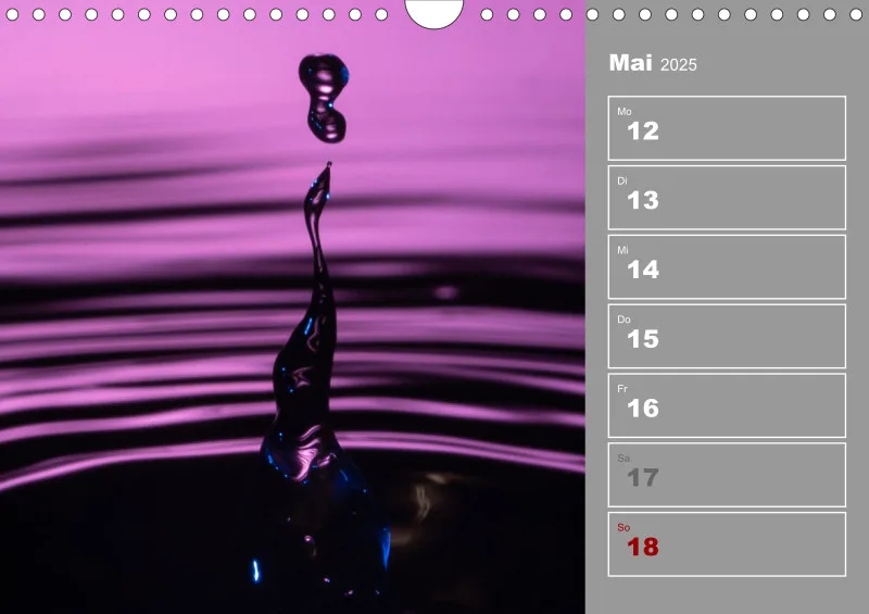Wassertropfen Wochenkalender