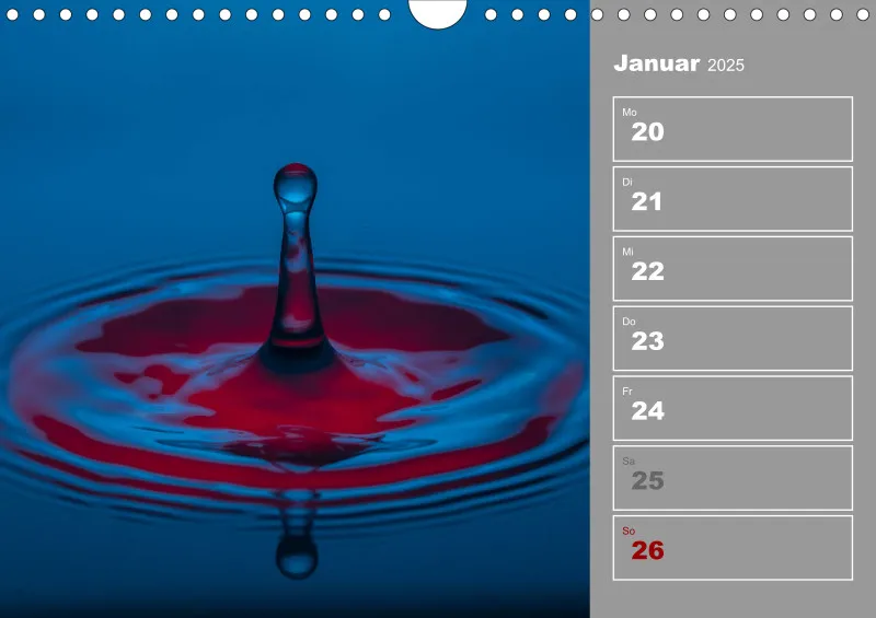 Wassertropfen Wochenkalender