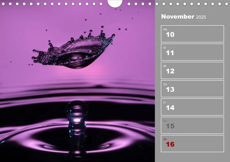 Wassertropfen Wochenkalender