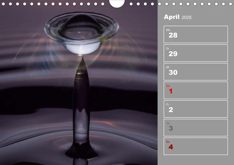 Wassertropfen Wochenkalender