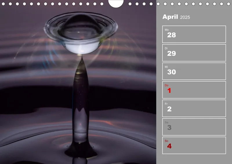 Wassertropfen Wochenkalender