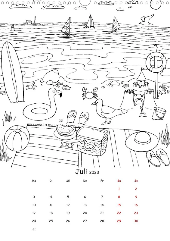 Jahreszeiten Kalender 2023 zum Ausmalen