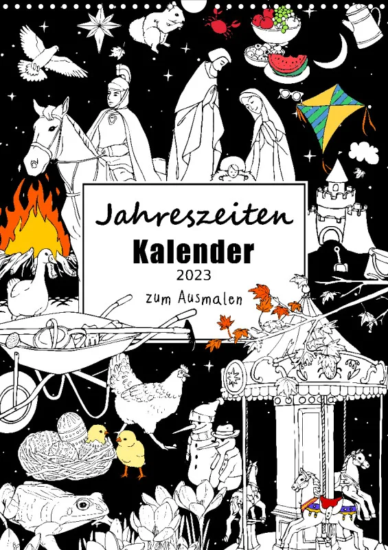 Jahreszeiten Kalender 2023 zum Ausmalen