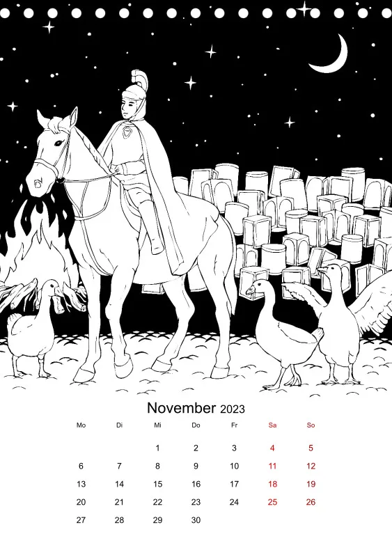 Jahreszeiten Kalender 2023 zum Ausmalen