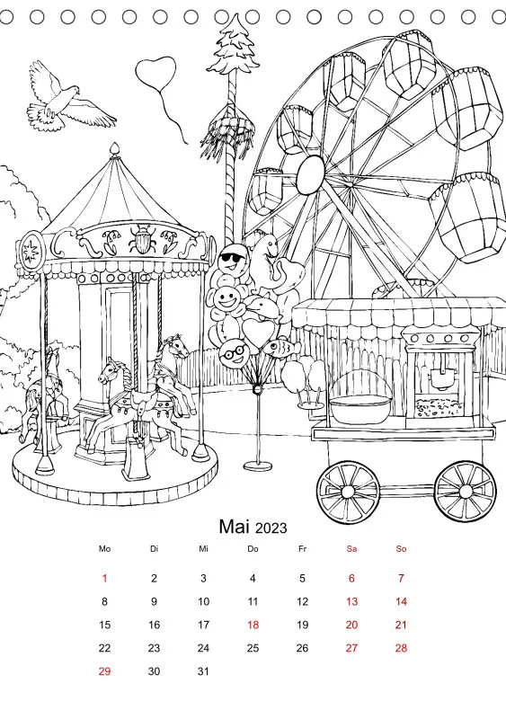 Jahreszeiten Kalender 2023 zum Ausmalen